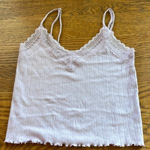 Vintage American Eagle form fitting lacy cami top, lilac, size M